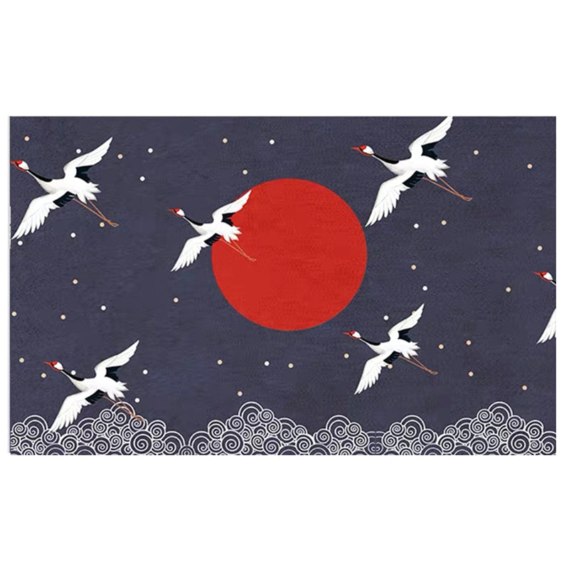 BowLift | Nordic Crane Pattern Rug Multi-Color Synthetic Area Rug Pet-Friendly Easy Maintenance Stain-Resistant Carpet for Room
