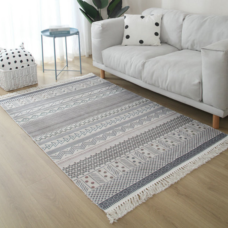 BowLift | Simple Living Room Rug Multicolored Geometric Printed Area Rug Cotton Pet Friendly Easy Care Indoor Rug