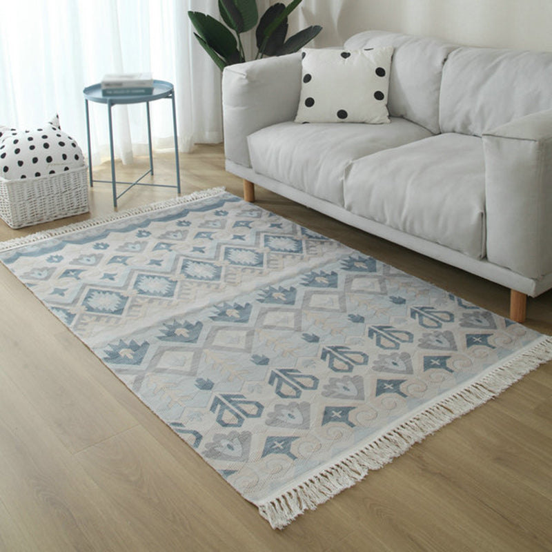 BowLift | Simple Living Room Rug Multicolored Geometric Printed Area Rug Cotton Pet Friendly Easy Care Indoor Rug