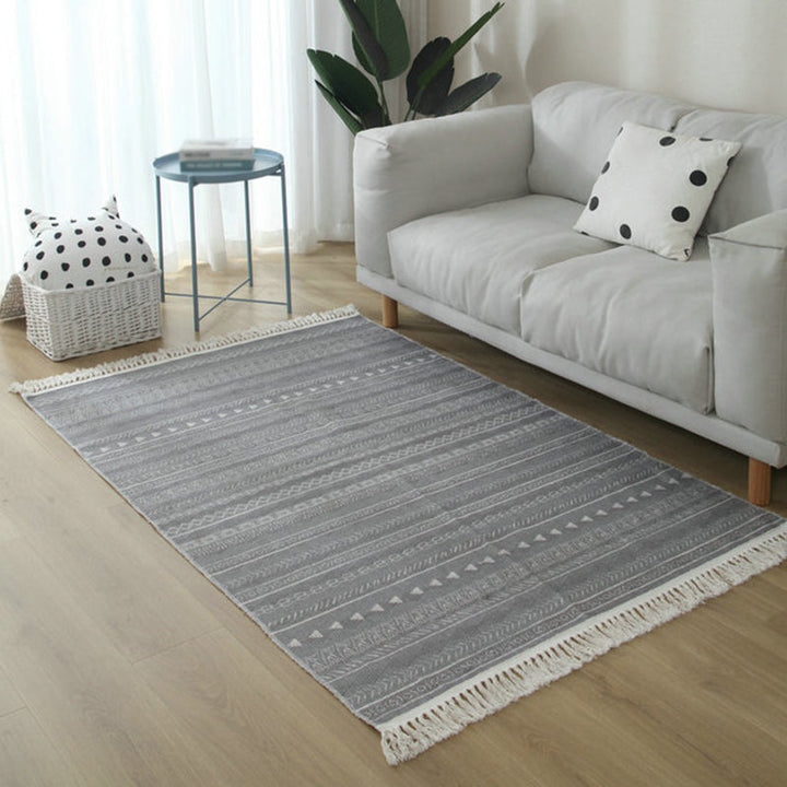 BowLift | Simple Living Room Rug Multicolored Geometric Printed Area Rug Cotton Pet Friendly Easy Care Indoor Rug
