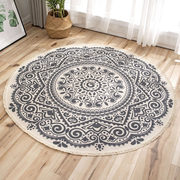 BowLift | Moroccan geometric printed carpet Multicolored cotton rug easy-care pet-friendly indoor rug for the bedroom