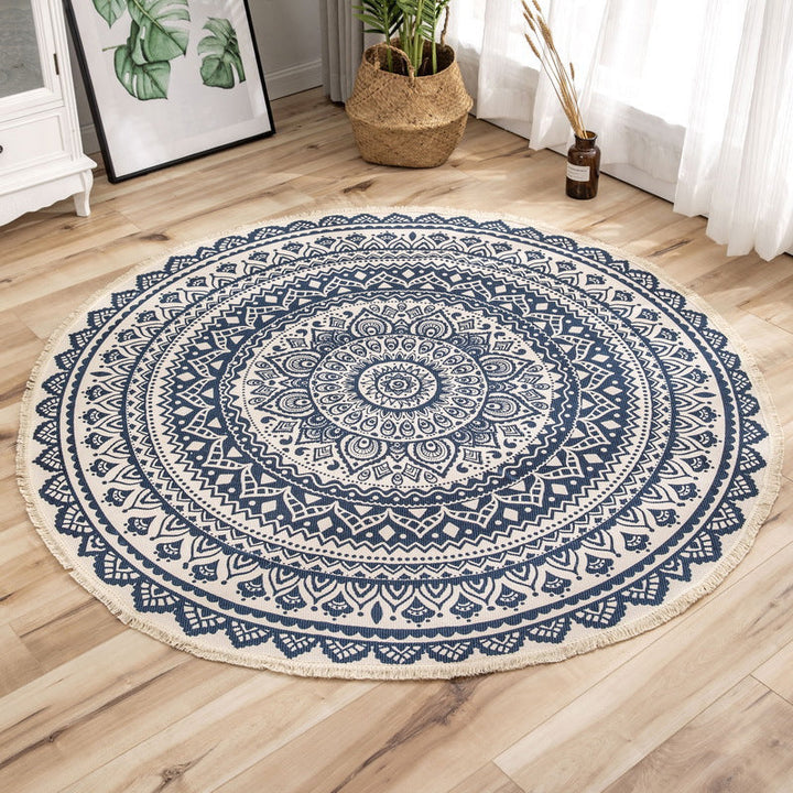 BowLift | Moroccan geometric printed carpet Multicolored cotton rug easy-care pet-friendly indoor rug for the bedroom