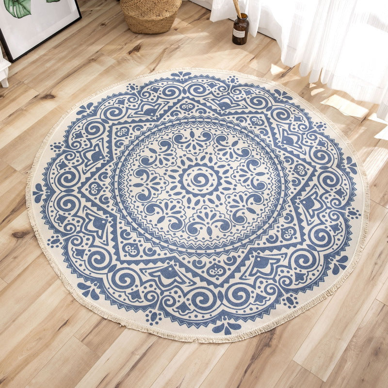 BowLift | Moroccan geometric printed carpet Multicolored cotton rug easy-care pet-friendly indoor rug for the bedroom