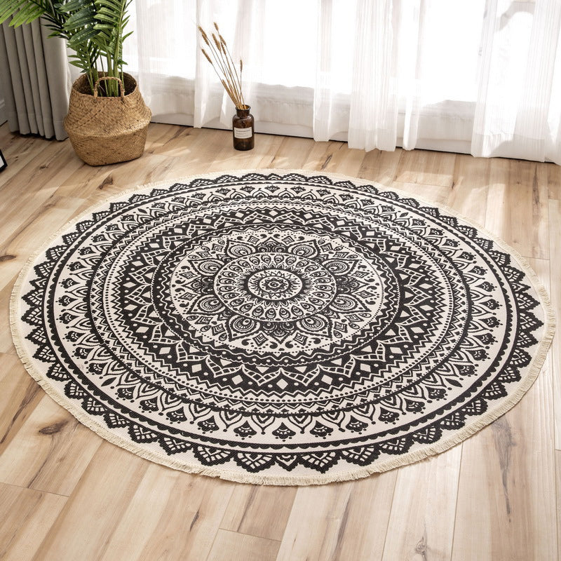 BowLift | Moroccan geometric printed carpet Multicolored cotton rug easy-care pet-friendly indoor rug for the bedroom