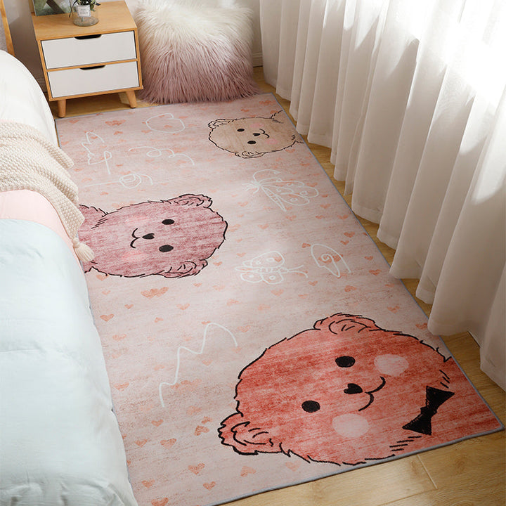 BowLift | Casual Kids Room Rug Multicolor Cartoon Pattern Indoor Rug Cotton Blend Non-Slip Pet Friendly Area Rug