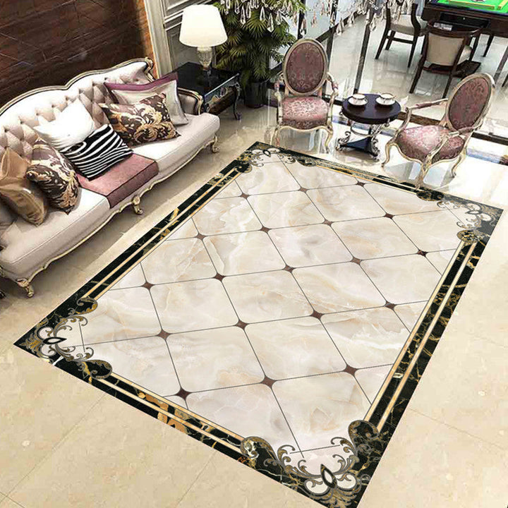 Scandinavian living room rug Multicolored checkered pattern Printed rug Polyester Non-slip Pet-friendly rug | Bowlift