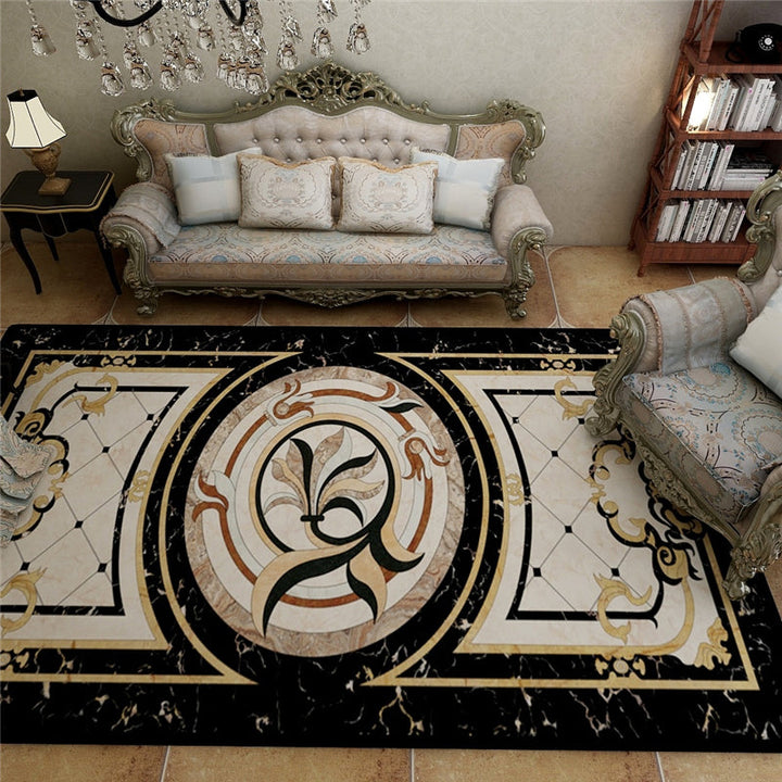 Scandinavian living room rug Multicolored checkered pattern Printed rug Polyester Non-slip Pet-friendly rug | Bowlift
