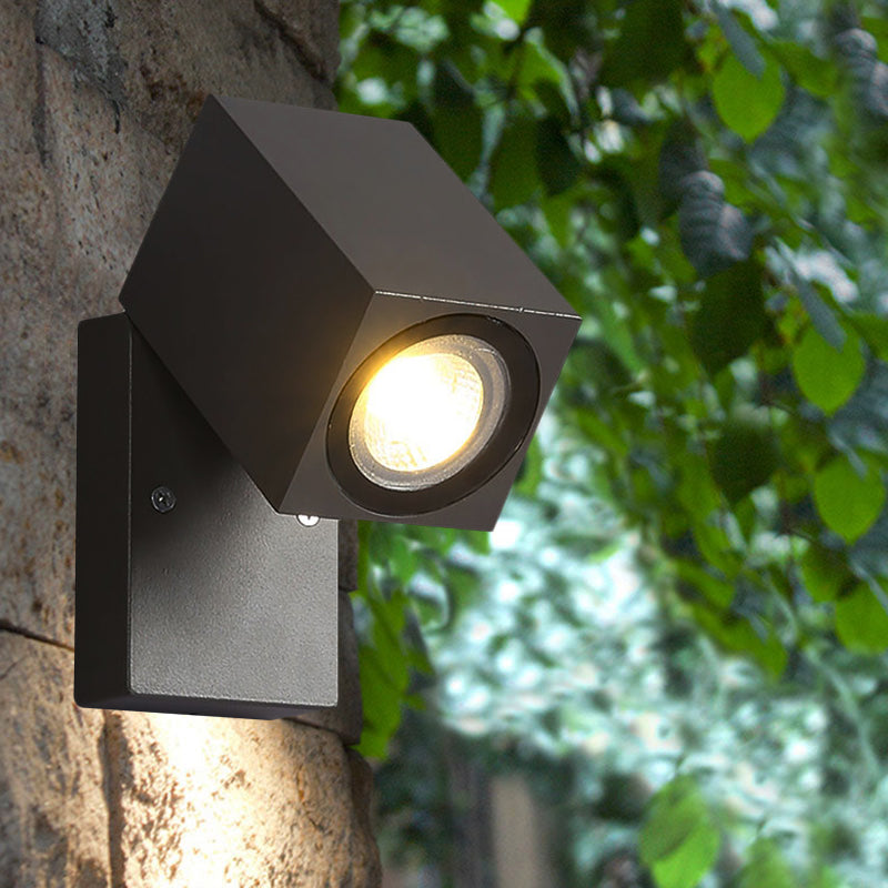 BowLift | Gray cubic shade wall light industrial style metallic LED patio adjustable wall mounted lamp