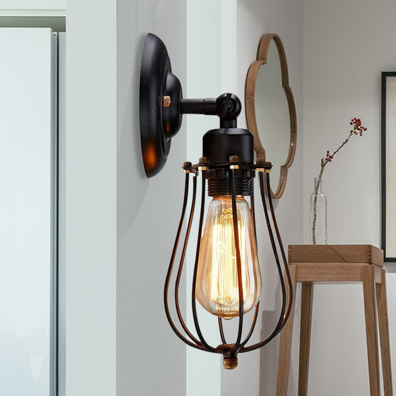 BowLift | 2 Packs Gek cage-brick metal wall lamp Industrial style 1 light bedroom wall mounting lamp with bulb shape
