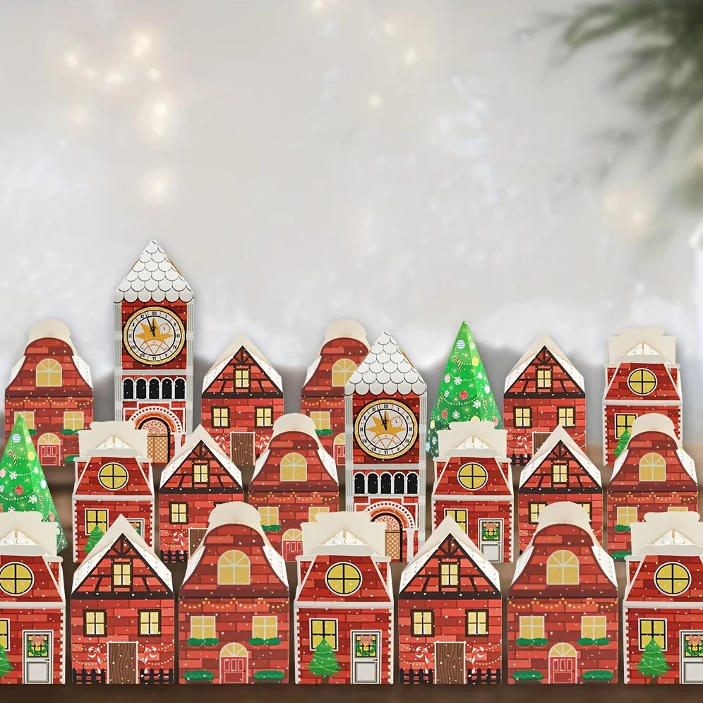 BowLift | Kerst Adventskalenderdozen – Feestelijke Verpakking met Peperkoekhuis Ontwerp