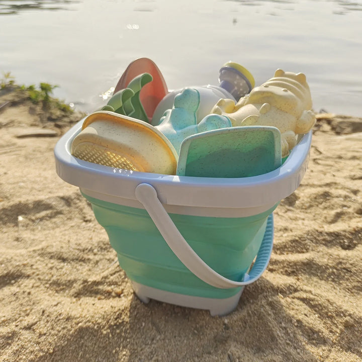 BowLift | Kids Beach Sand and Water Play Set - Foldable Bucket and Accessories (1, 5, or 11 Piece Set, Random Color)