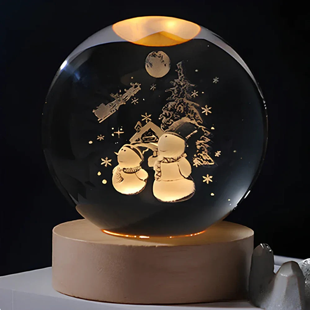 BowLift | Night Light Wooden Base Crystal Ball Lamp