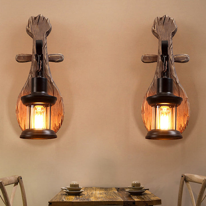 BowLift | Clear Glass Lantern Wall Light Coastal 1 Light Dining Room Fixture with Spoon