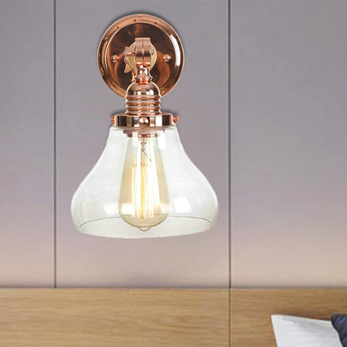 BowLift | Pear-shaped living room wall lamp vintage clear glass 1 light rose gold wall lamp