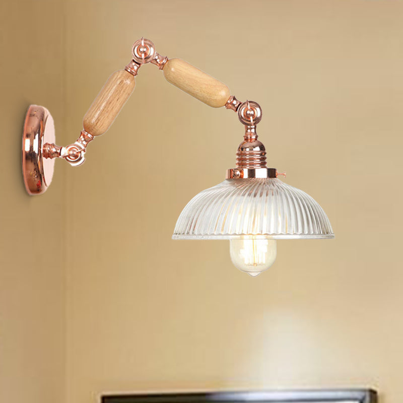 BowLift | 1 Light Prismatic Glass Wall Lamp Light Vintage Rose Gold Room Bedroom Lighting Fixture with Extendable Arm