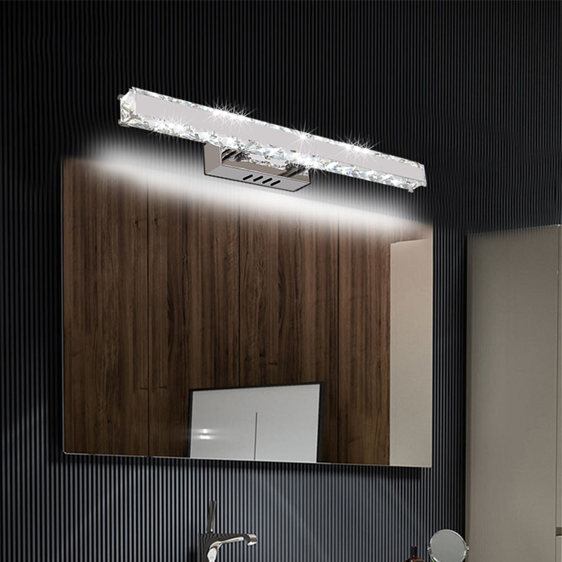 BowLift | 11.5"/16.5" Width Rectangular Vanity Mirror Light Modern Style Clear Crystal LED White Wall Sconce for Bathroom
