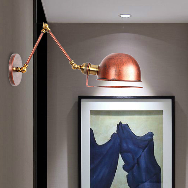 BowLift | 1 Light Swing Arm Wall Lighting Vintage Style Brass/Copper Metal Wall Mount Light with Bowl Shade