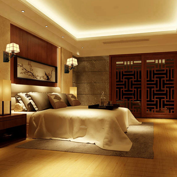 BowLift | Pink/Blue/Beige Square Wall Lamp Tiffany Style Colored Glass 1 Light Wall Mount Fixture for Bedroom