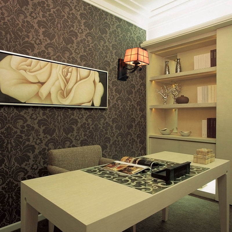 BowLift | Pink/Blue/Beige Square Wall Lamp Tiffany Style Colored Glass 1 Light Wall Mount Fixture for Bedroom