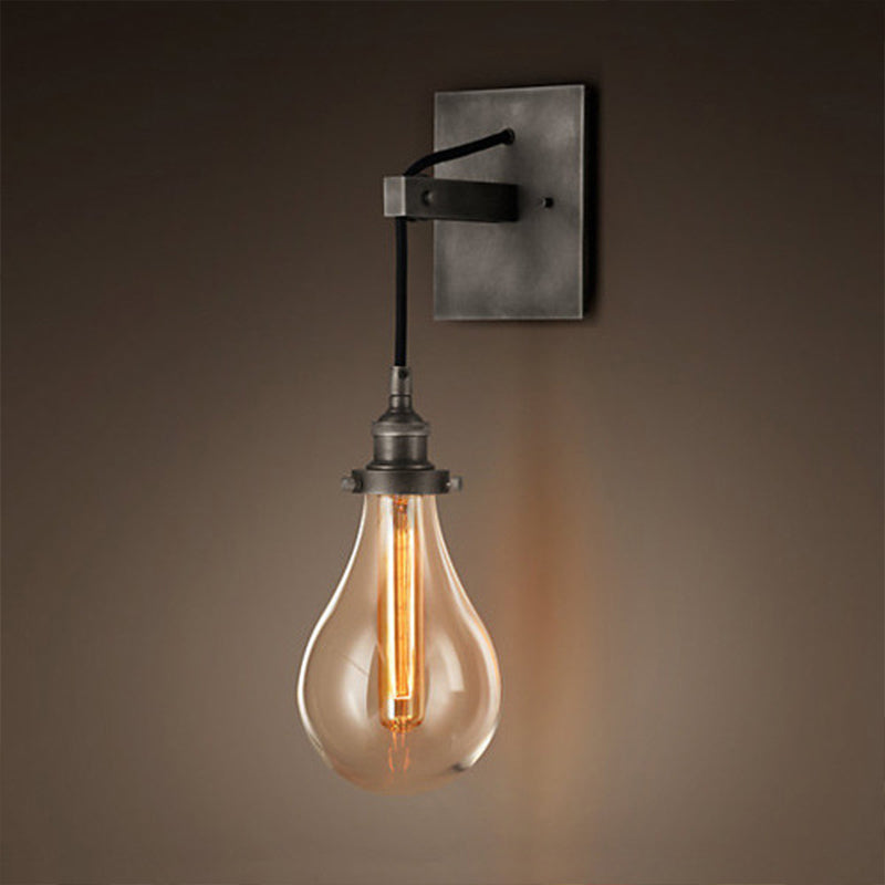 BowLift | Black Bulb Shade Wall Light Industrial Clear Glass 1 Light Living Room Wall Lights Fixture