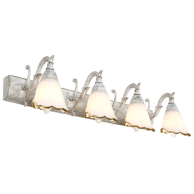 BowLift | Flower Bath Wall Light Classic Opal Glass 2/3/4 Lights Bronze/White Make-Up Lighting