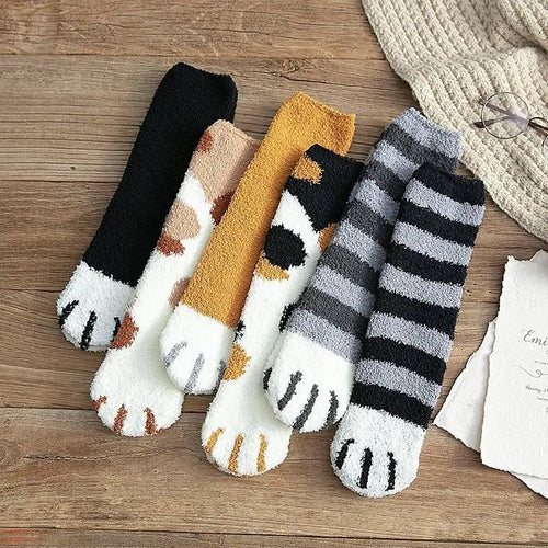 BowLift | Cozy Cat Paw Socks – Plush Fleece Ankle Socks with Elastic Fit