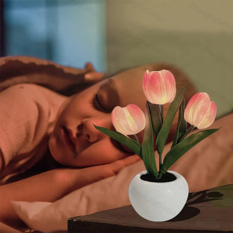 BowLift | LED Tulip Nightstand Lamp Flower Table Lamp