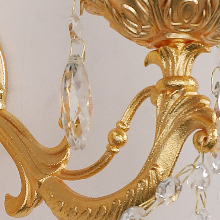 BowLift | Candle Holder Wall Lamp Postmodern Metal 1/2 Heads Living Room Sconce Lamp in Brass with Crystal Drop Accent