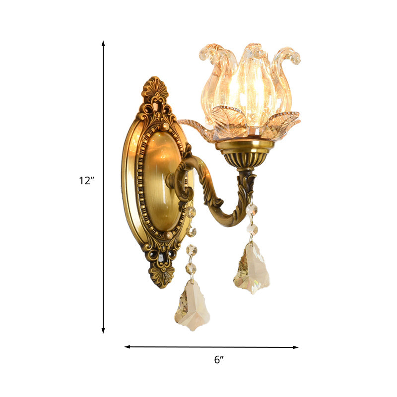 BowLift | Flower decor wall light fixture modernism prism glass 1/2 heads brass wall lamp