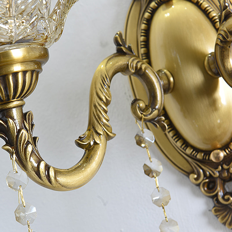 BowLift | Flower decor wall light fixture modernism prism glass 1/2 heads brass wall lamp