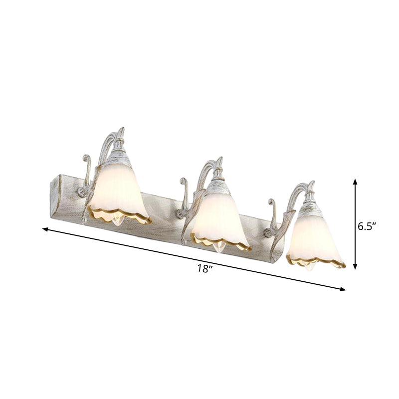 BowLift | Flower Bath Wall Light Classic Opal Glass 2/3/4 Lights Bronze/White Make-Up Lighting