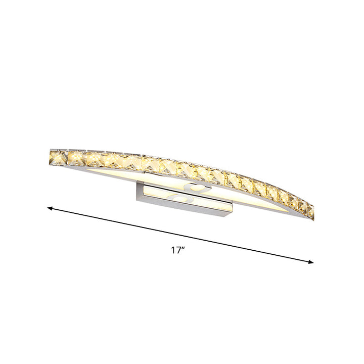 BowLift | Flared Vanity Lighting Modern Style Clear/Champagne Crystal 17"/21" W LED Wall Lamp, Warm/White Light