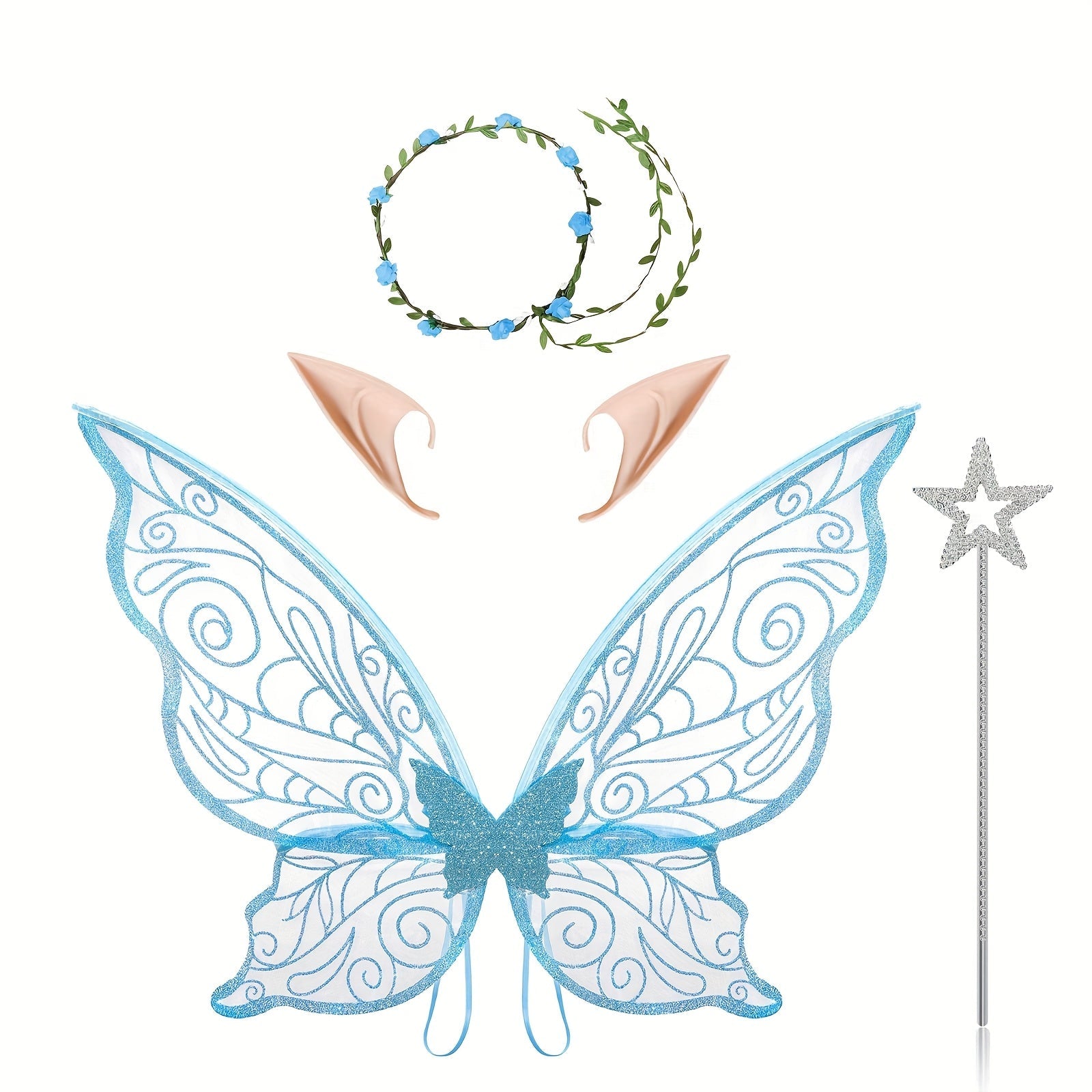 BowLift | Girls Magical Halloween Fairy Costume Set | Wings Wand Ears