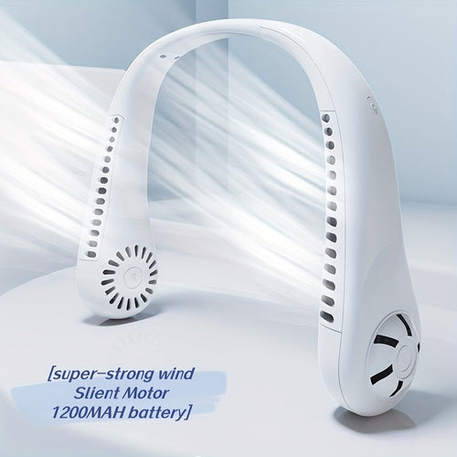 1pc Hands-Free Portable Neck Fan - Rechargeable, Leafless, and USB Powered - Perfect for Desk and Travel Use | Bowlift