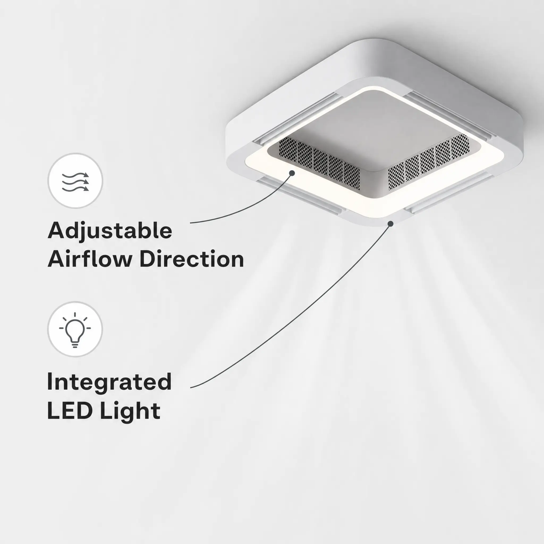 BowLift | Modern Blade-less Ceiling Fan with LED Lighting and Chandelier