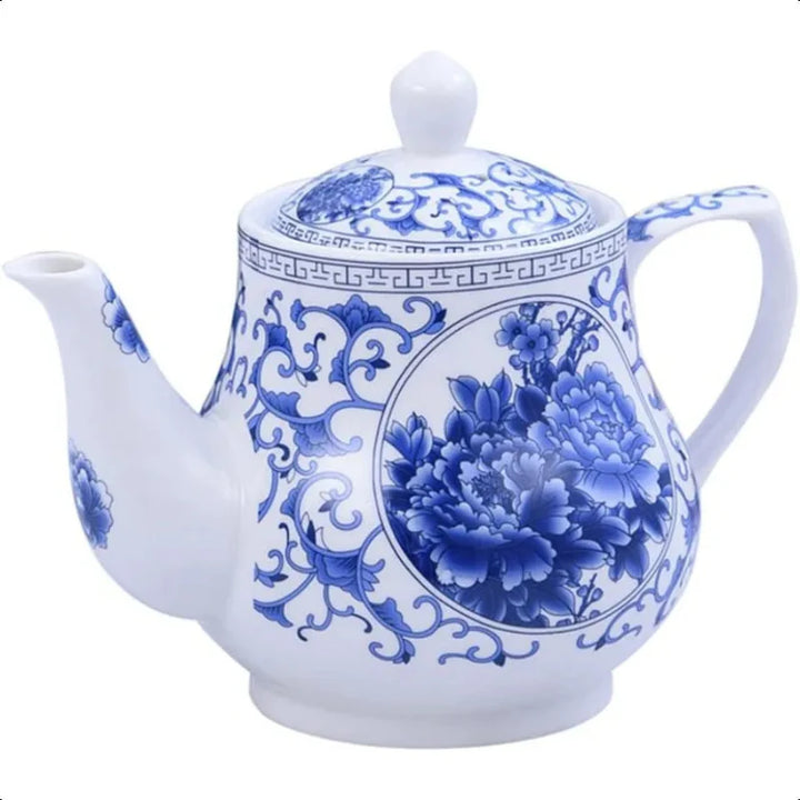 26oz Decorative Ceramic Teapot Blue and White Home or Office Teapot | Bowlift