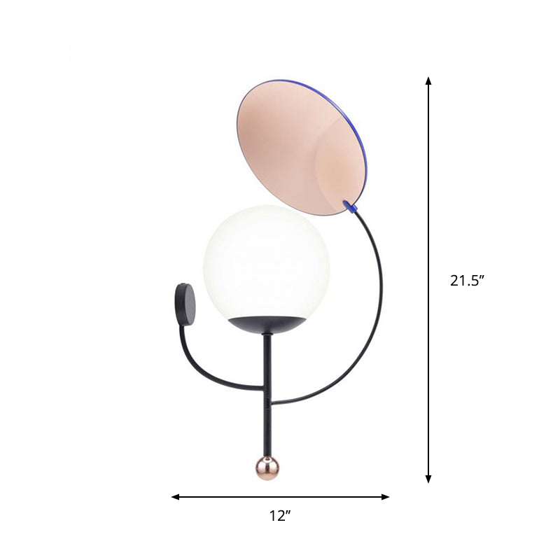 BowLift | Gold/Black Global Wall Light Retro 1 Light Matt White Glass Wall Light with Reflector