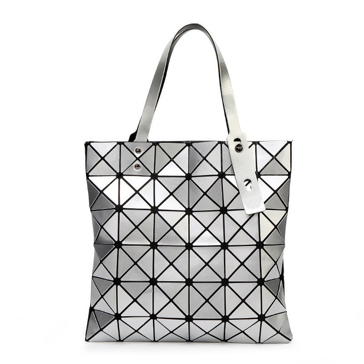 Geometric Patterned Tote Bag with Unique Reflective Design