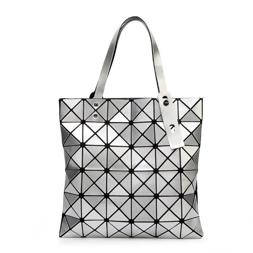 Geometric Patterned Tote Bag with Unique Reflective Design