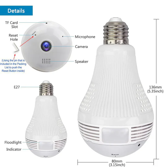 BowLift | 1080P Light Camera Panoramic Bulb Wifi Smart Led Bulb Light Camera