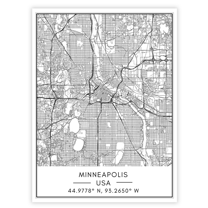 Minneapolis City Map - Canvas Wall Art Painting | Bowlift