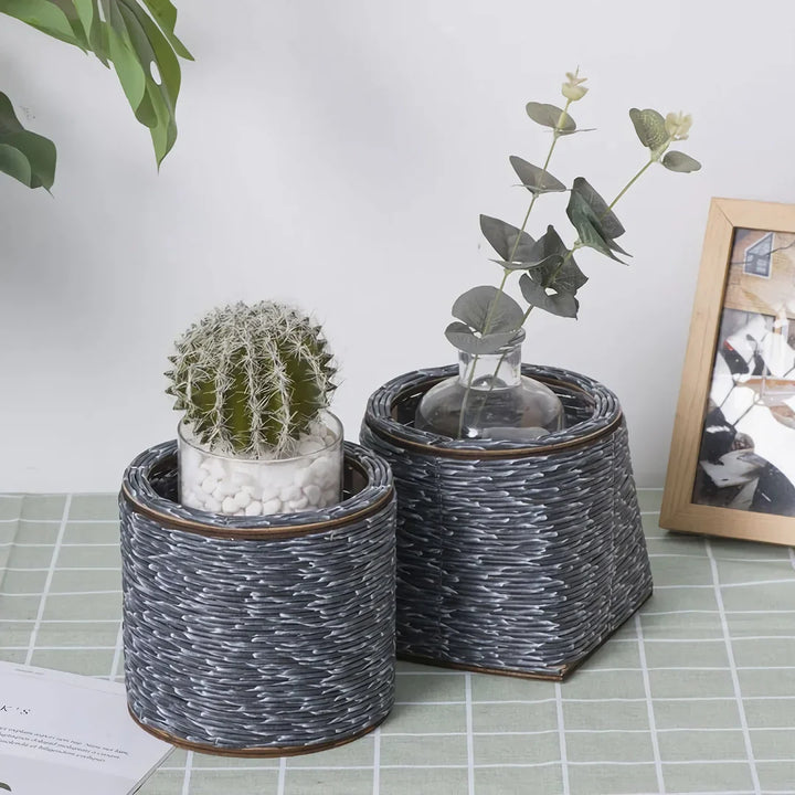 BowLift | Nordic Hand-Woven Imitation Rattan Flower Pot
