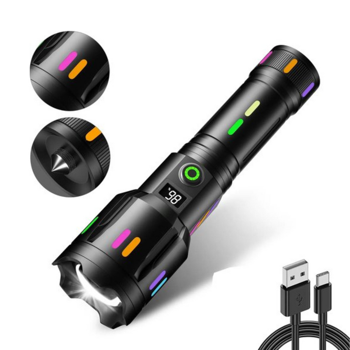 BowLift | LED Flashlight With Power Display – Rechargeable High-Performance Flashlight With Glass Breaker & USB-C