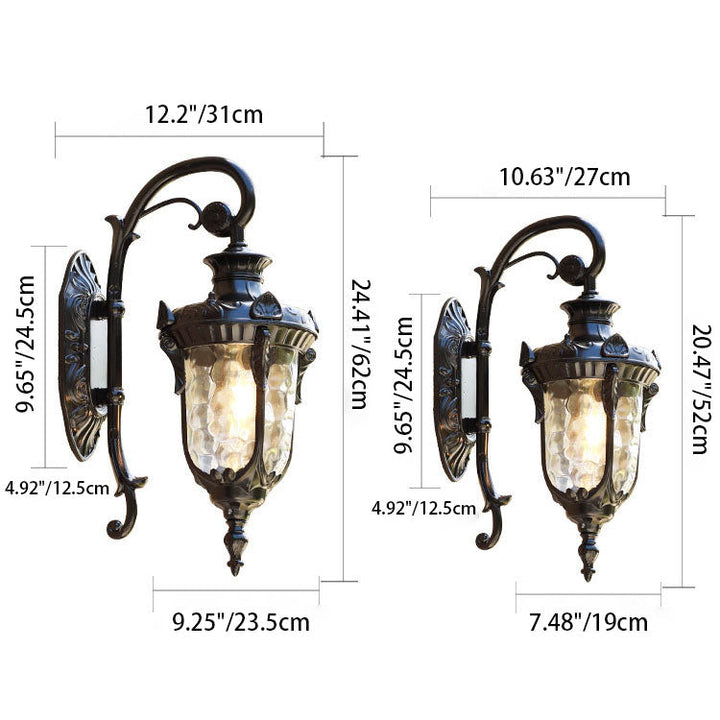 Traditional European Cylinder Lantern Aluminum Glass 1-Light Outdoor Wall Sconce Lamp For Outdoor Patio | Bowlift