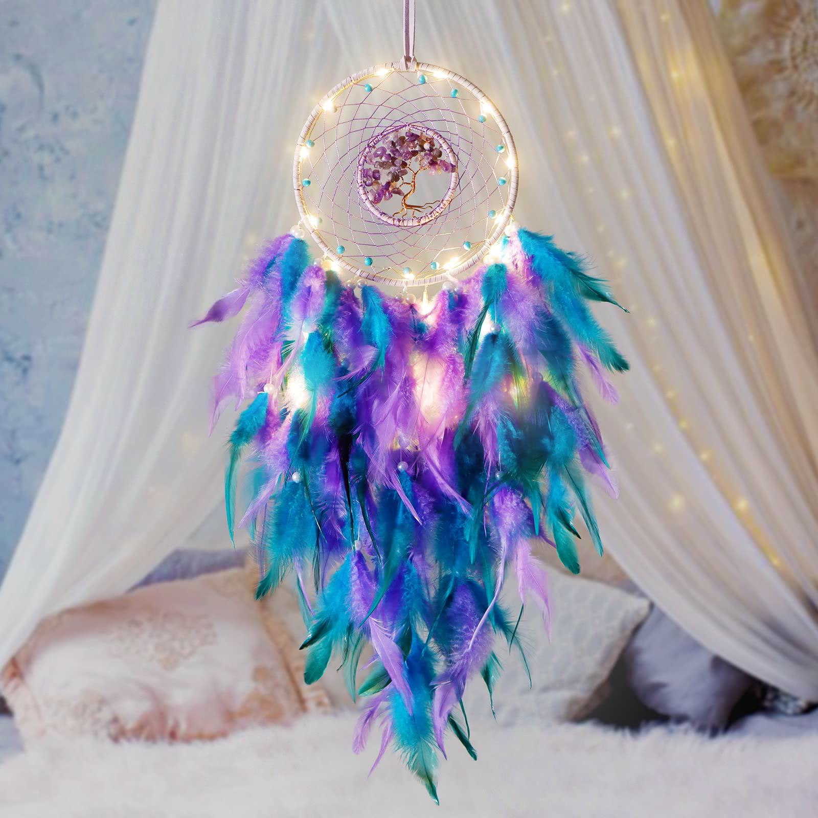 BowLift | Frendorf Crystal Tree of Life Feather Glow Dreamcatcher