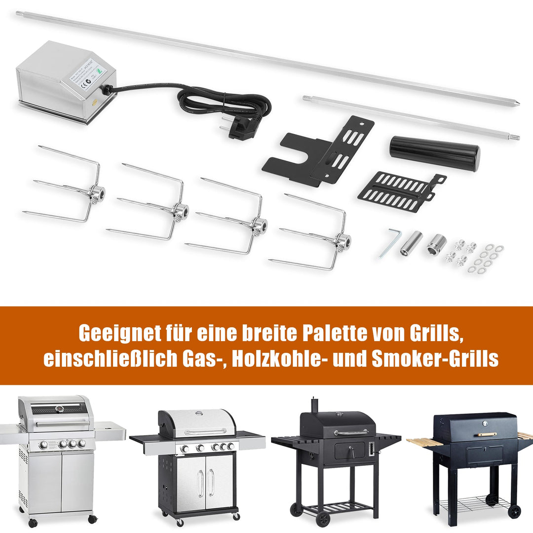 BBQ Grill Skewer Stainless Steel Motor 4x Meat Needle | Bowlift