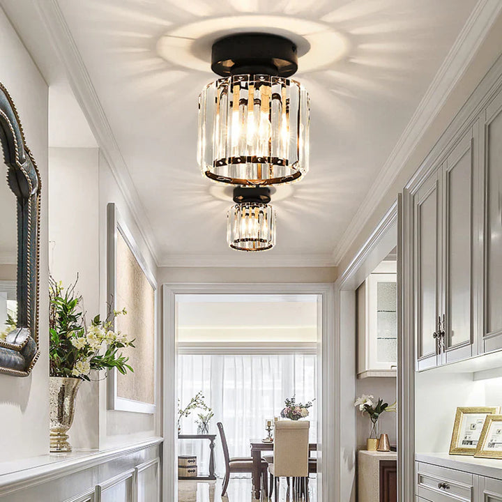 BowLift | Modern Crystal Ceiling Light with Gold and Black Accents – Stylish Lighting for Your Home