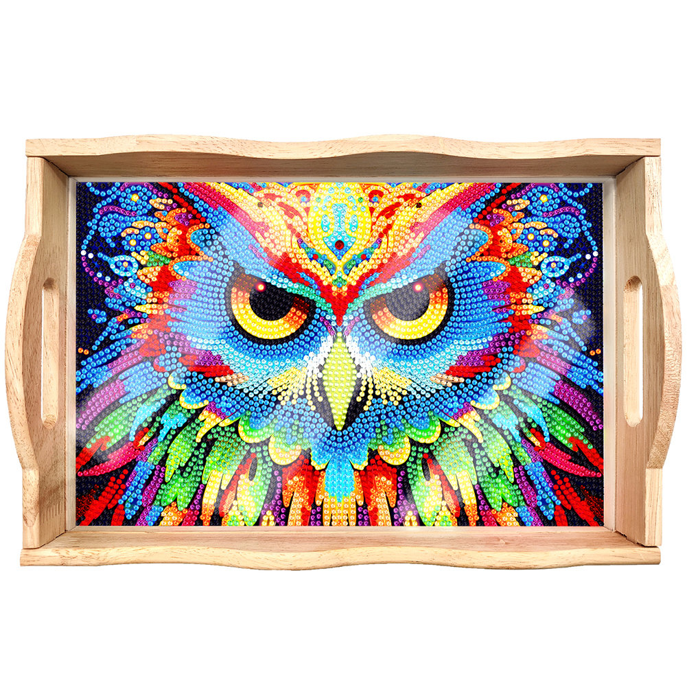 BowLift | DIY Diamond Painting Wooden Tray Food Tray with Handle Living Room Decoration Mandala Wooden Tray Kit