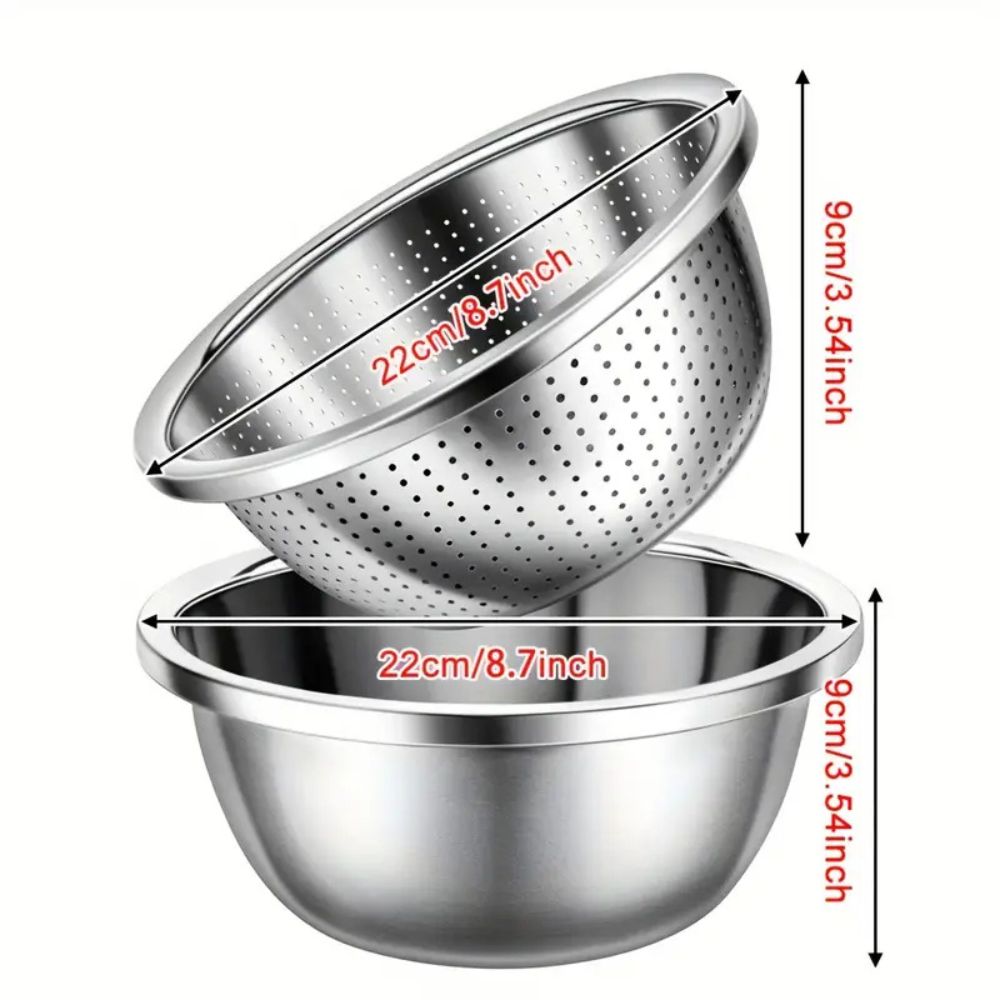 BowLift | Rinse Mix Stainless Colander Duo Set
