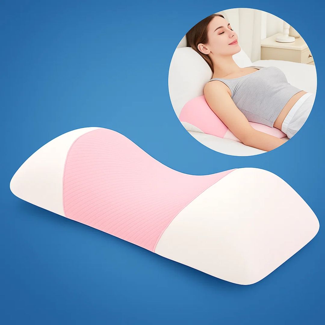 SpineEase | Lumbar Support Memory Foam Pillow – Back Pain Relief – Breathable Cover – Ergonomic Sleep Aid Bowlift